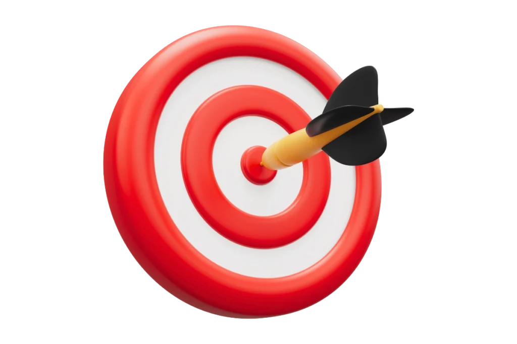 Business growth target with arrow hitting the center.